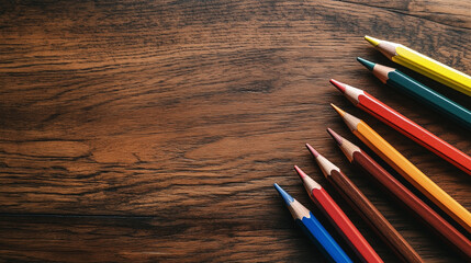 Fototapeta premium Colorful Pencils on Wooden Surface