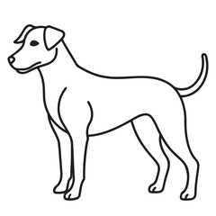 Black outline illustration of a dog's profile facing left on a white background.