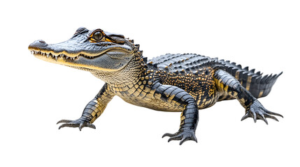 Obraz premium Intense Crocodile Hunting on Plain White Background transparent png