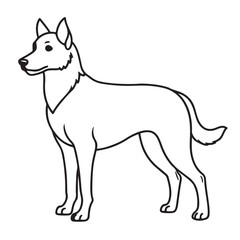 Black outline illustration of a dog's profile facing left on a white background.