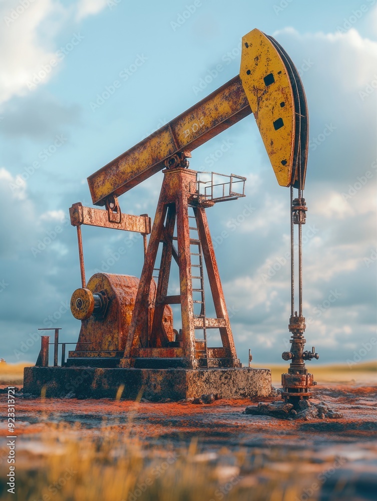 Canvas Prints oil pump in field