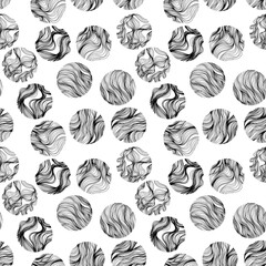 Seamless pattern with hand drawn round shapes.