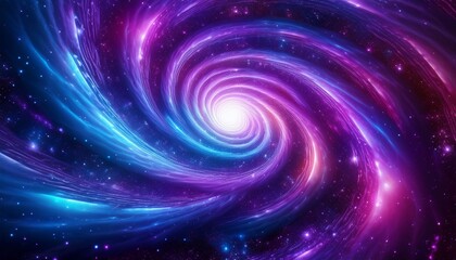 Obraz premium Abstract cosmic vortex with swirling blue and purple colors, creating a mesmerizing visual effect resembling a galaxy or tunnel in space