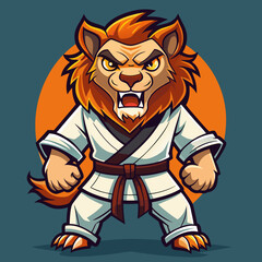 lion karate kimono judo taekwondo vector sport mascot