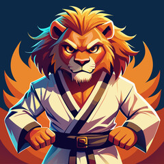 Fototapeta premium lion karate kimono judo taekwondo vector sport mascot