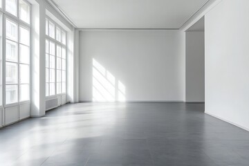 Obraz premium Open space office interior with blank wall.