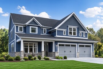 Blue House with Garages