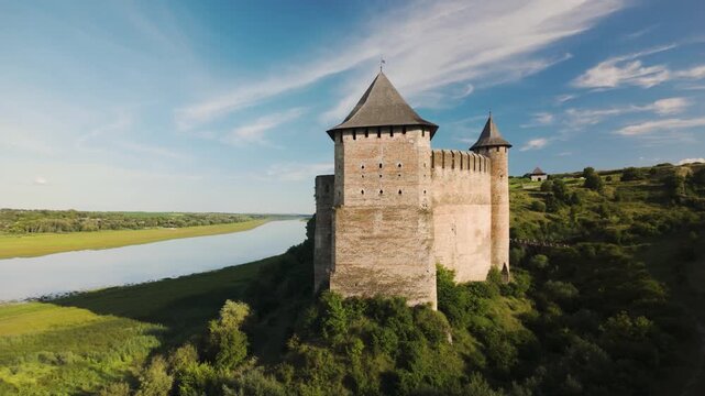 Khotyn Fortress Romanian: Cetatea Hotinului is a fortress from the 10th 18th centuries, located in the city of Ukraine. huge walls and towers on the banks of the Dniester are popular with tourists