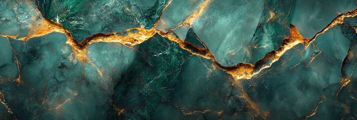 Obraz premium Emerald green and gold abstract marble texture for luxury interior design and digital art backgrounds