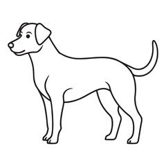 Black outline illustration of a dog's profile facing left on a white background.