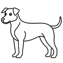 Black outline illustration of a dog's profile facing left on a white background.