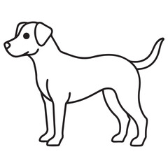 Black outline illustration of a dog's profile facing left on a white background.