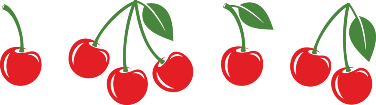 Cherry logo. Isolated cherry on white background