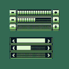 Music, sounds, game boy interface, pixel art design, off, on, retro 80s console gaming app, video game, flat style, old school computer graphic design, 8-bit sprite, game assets, vector illustration.