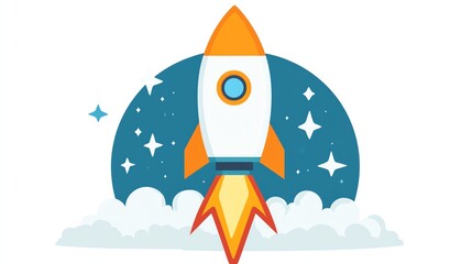 Rocket Launch Illustration.
