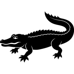 Fototapeta premium Black and white silhouette Alligator vector.