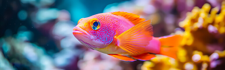 Close-up of a pink and orange fish swimming in the sea