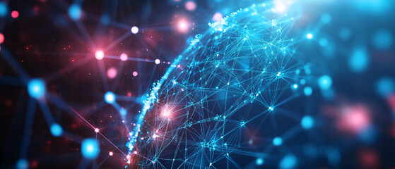 Fototapeta premium Abstract Blue and Pink Network Connection Concept Illustration
