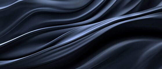 Fototapeta premium Abstract Black Fabric Drapes, Elegant Smooth Wave Texture