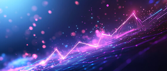 Obraz premium Abstract Neon Line Graph on Glowing Purple Background