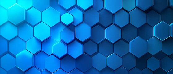 Abstract Blue Hexagon Pattern  3D Geometric Design