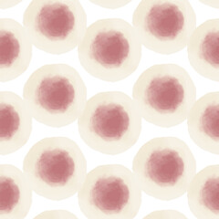 Watercolor abstract circles. Seamless pattern. Simple surface design.