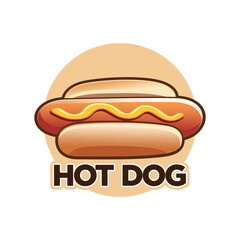 Hotdog logo vector in circle with white background. Hotdog icon