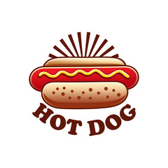 Hot dog logo vector illustration template, with an abstract circle background