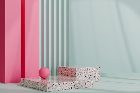 Premium minimalist geometric podium with abstract shadow for presentation, 3d illustration.