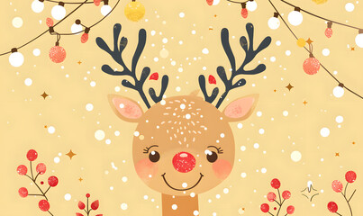 Naklejka premium New Year's and Christmas festival cards in a 2D doodle illustrator style on pastel color backgrounds for graphic advertising.