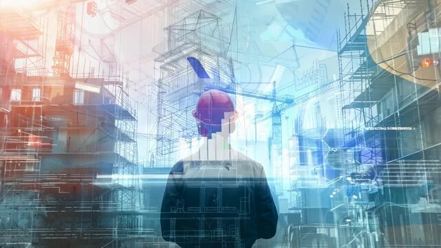 Visionary Architect:  A lone architect stands tall amidst a cityscape of towering structures,  representing the power of imagination and design. The image captures the essence of urban development and