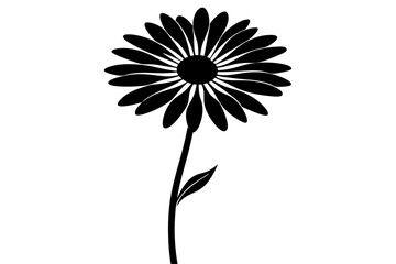 Daisy Flower Silhouette Vector  Abstract Geometric Line Art | Cute Cartoon Kawaii Mascot Logo