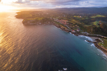Aerial view of Comillas on north of Spain
