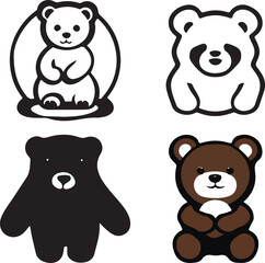 cute baby beare logo icon silhoutte vector