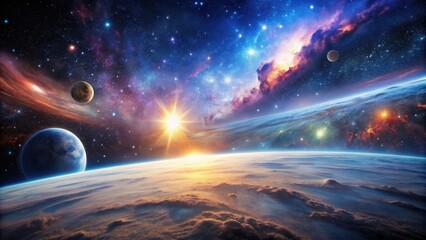 Fototapeta premium A mesmerizing space wallpaper featuring a stunning view at the edge of the universe , cosmos, galaxy, stars