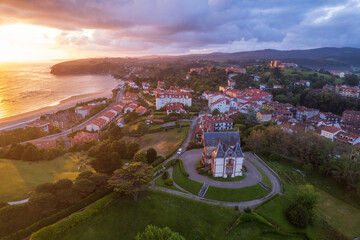 Aerial view of Comillas on north of Spain
