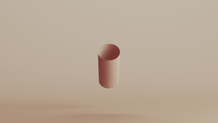 Cardboard tube toilet roll paper tube beige neutral monochrome soft skin tones brown hygiene background 3d illustration render digital rendering