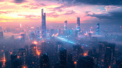 A futuristic cityscape