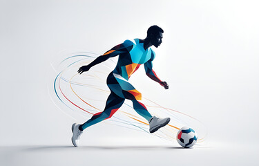 A silhouette of an athlete, in motion, telephoto lens, full of power, smooth lines, white background, sports aesthetics
