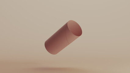 Cardboard tube toilet roll paper tube beige neutral monochrome soft skin tones brown hygiene background 3d illustration render digital rendering