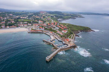 Aerial view of Spanish coast on Comillas