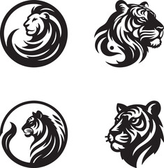 tigar logo icon silhouette vactor art illustration.