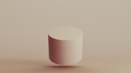 Beauty and skincare cosmetic product jar tub container personal care neutral monochrome beige background closed jar 3d illustration render digital rendering