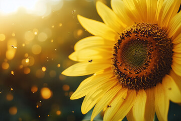 Obraz premium sunflower_with_tiny_insects
