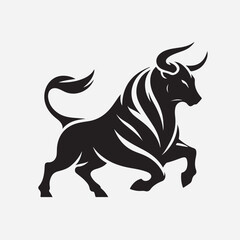A fierce and powerful black bull logo, a symbol of strength, determination, and unwavering ambition. Perfect for financial institutions, sports teams, and brands seeking to pro