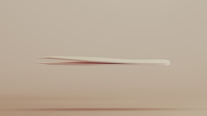 Tweezers forceps small hand tool personal care beauty and skincare cosmetic product neutral monochrome beige background 3d illustration render digital rendering