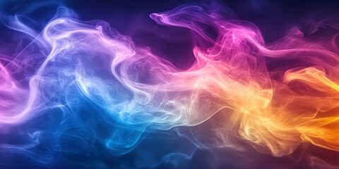 Obraz premium Abstract colorful, multicolored smoke spreading, bright background for advertising or design, wallpaper for gadget. Neon lighted smoke texture, blowing clouds. Modern designed , ai