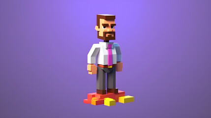 Fototapeta premium Boss game 3d pixel cartoon