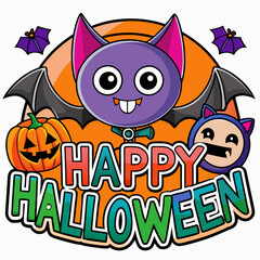 A design on a Halloween theme with text on white background silhouette vector illustration