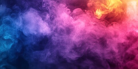Obraz premium Abstract colorful, multicolored smoke spreading, bright background for advertising or design, wallpaper for gadget. Neon lighted smoke texture, blowing clouds. Modern designed , ai